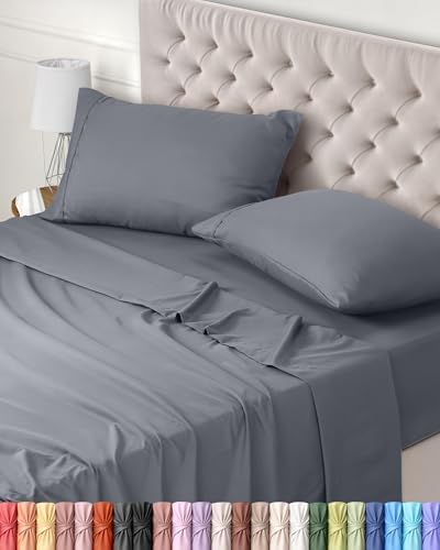 Utopia Bedding 3-Piece Sheet Set 90 x 190 cm – Brushed Microfiber Polyester – Oeko-Tex Certified – Fitted Sheet, Flat Sheet and 1 Pillowcase 50 x 75 cm (90 Bed, Grey)|B075JK3298