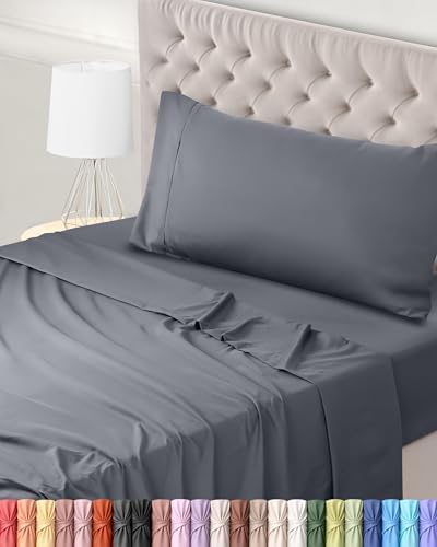 Utopia Bedding 3-Piece Sheet Set 90 x 190 cm – Brushed Microfiber Polyester – Oeko-Tex Certified – Fitted Sheet, Flat Sheet and 1 Pillowcase 50 x 75 cm (90 Bed, Grey)|B075JK3298