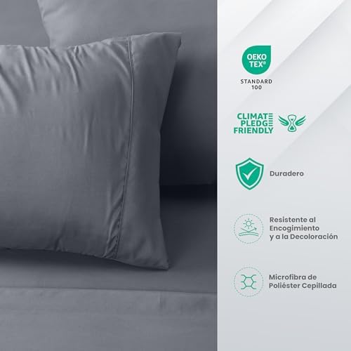 Utopia Bedding 3-Piece Sheet Set 90 x 190 cm – Brushed Microfiber Polyester – Oeko-Tex Certified – Fitted Sheet, Flat Sheet and 1 Pillowcase 50 x 75 cm (90 Bed, Grey)|B075JK3298