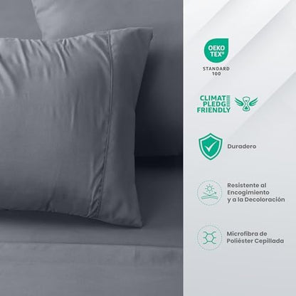 Utopia Bedding 3-Piece Sheet Set 90 x 190 cm – Brushed Microfiber Polyester – Oeko-Tex Certified – Fitted Sheet, Flat Sheet and 1 Pillowcase 50 x 75 cm (90 Bed, Grey)|B075JK3298