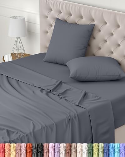 Utopia Bedding 3-Piece Sheet Set 90 x 190 cm – Brushed Microfiber Polyester – Oeko-Tex Certified – Fitted Sheet, Flat Sheet and 1 Pillowcase 50 x 75 cm (90 Bed, Grey)|B075JK3298