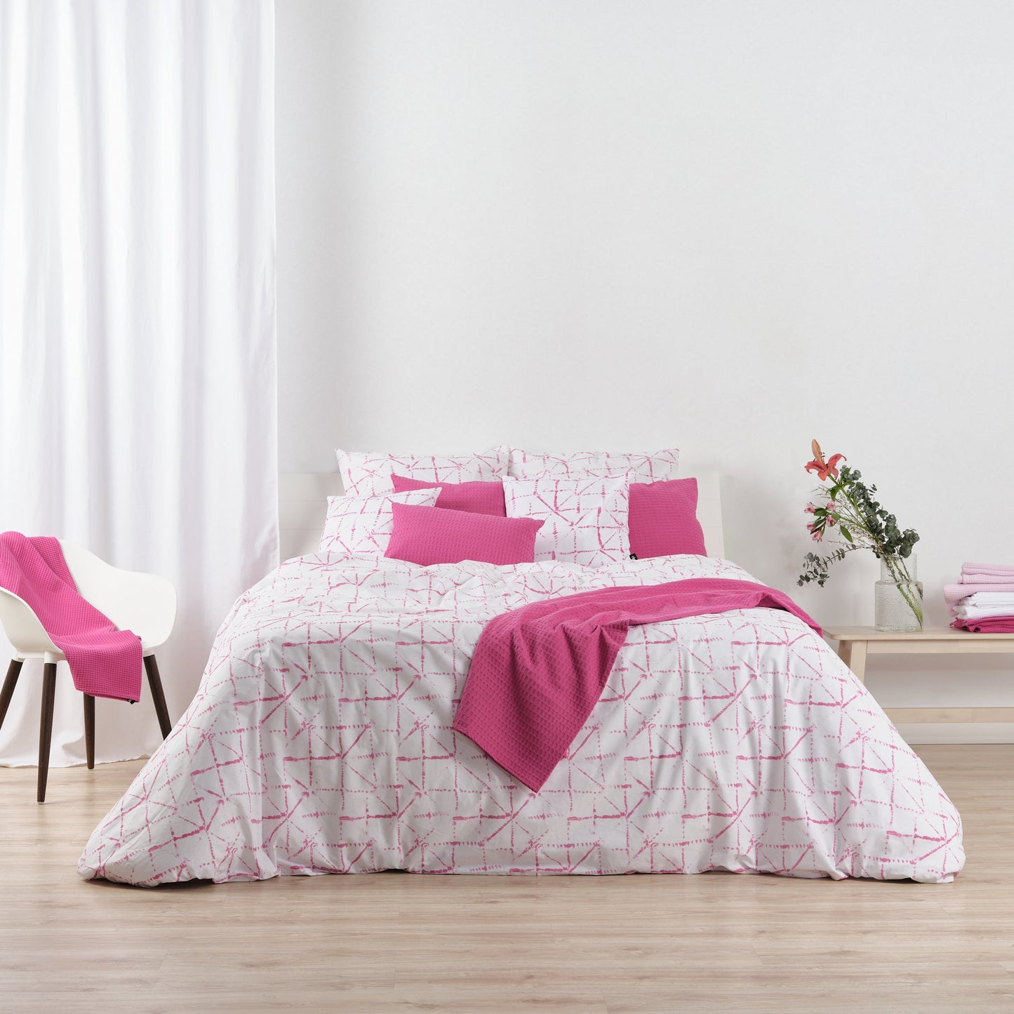 Funda nórdica Crawley Fucsia 100% algodón