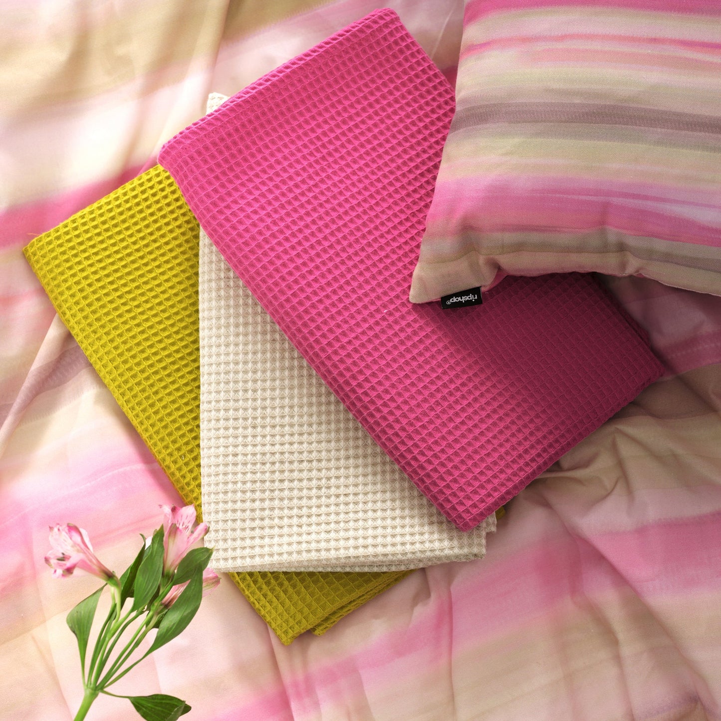 Toalla Waffle 100% algodón Fucsia