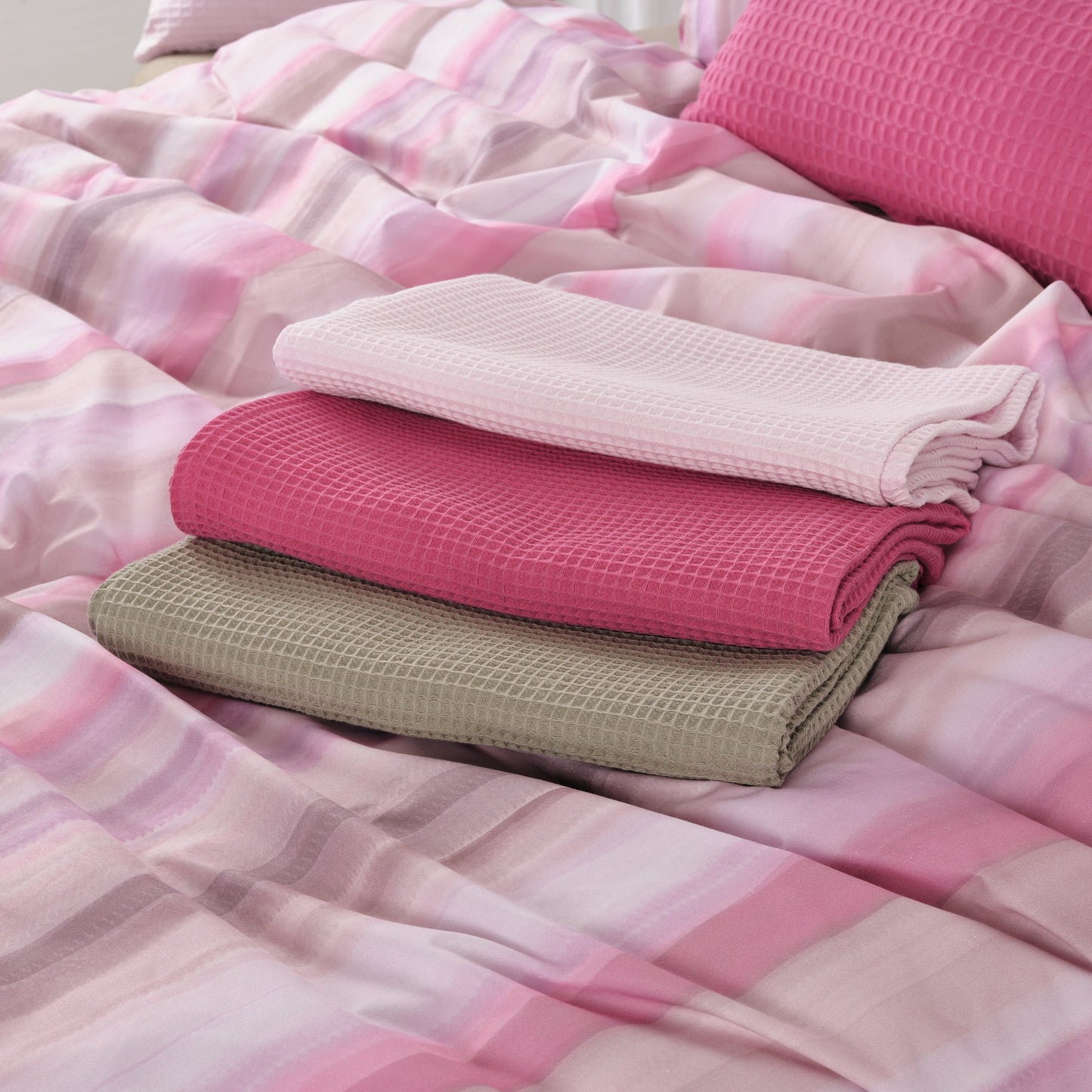 Toalla Waffle 100% algodón Rosa Palo