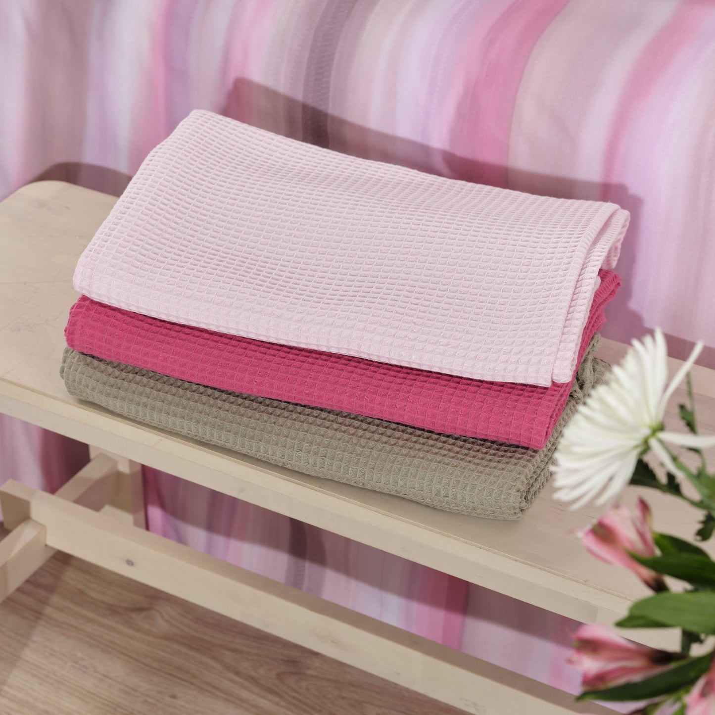 Toalla Waffle 100% algodón Rosa Palo