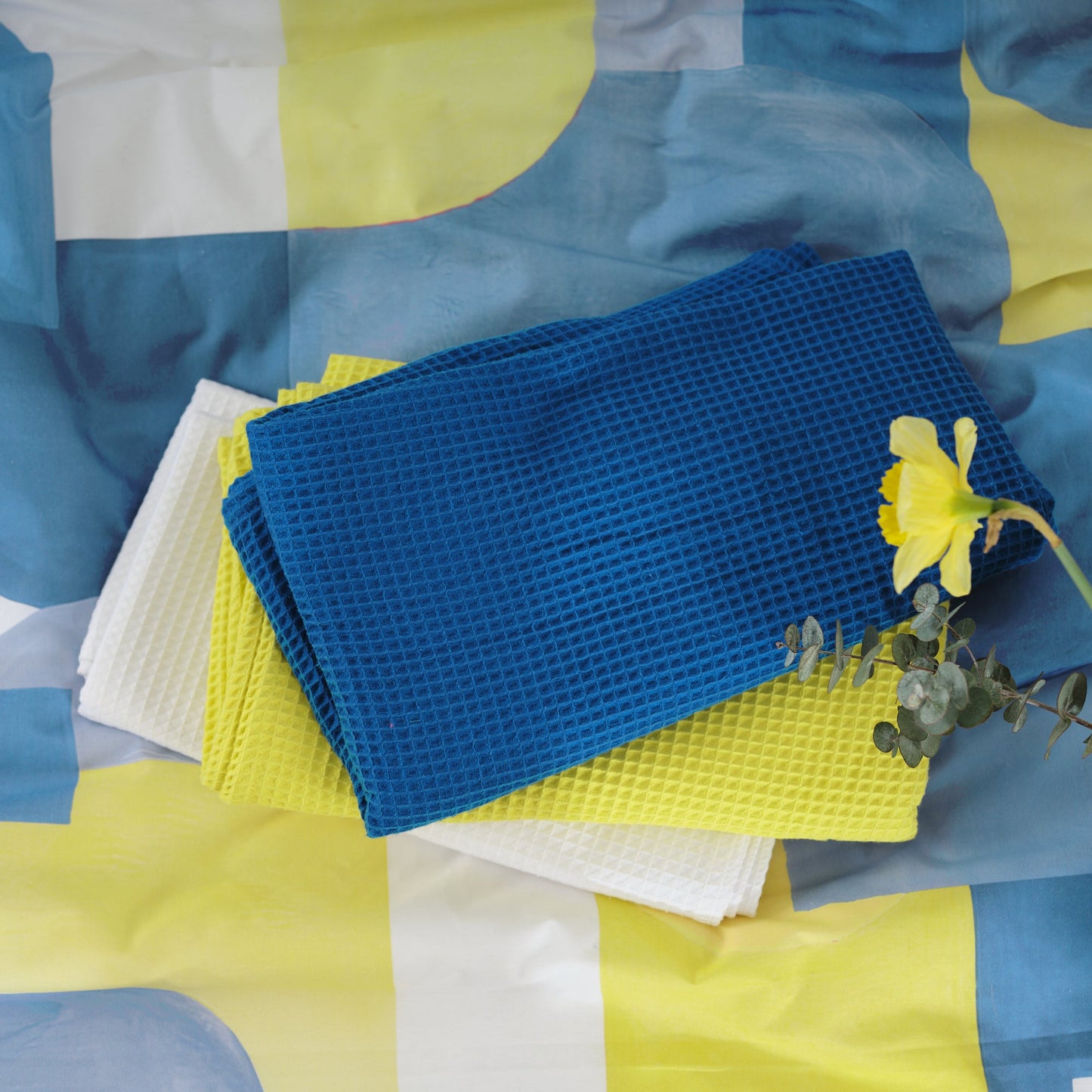 Toalla Waffle 100% algodón Azul Cobalto