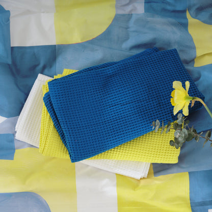Toalla Waffle 100% algodón Azul Cobalto