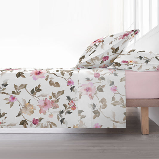 Juego de sábanas 100% algodón Leeds Rosa