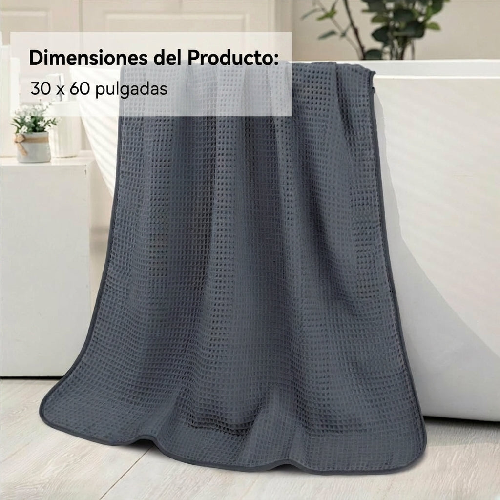 Pack 4 Toallas Waffle Premium Absorbentes Secado Rápido Spa