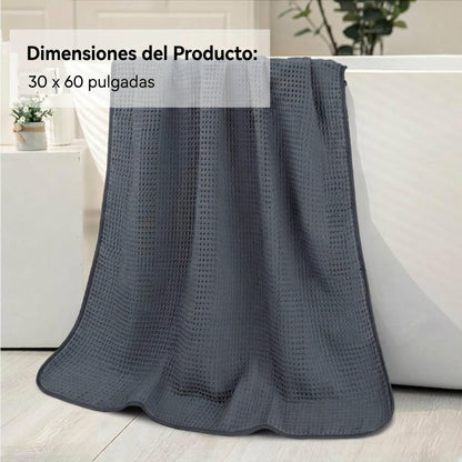 Pack 4 Toallas Waffle Premium Absorbentes Secado Rápido Spa